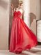 Sweetheart Sleeveless Side Zipper Evening Dress Coral Red Chiffon