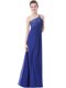 Floor Length Blue Evening Dress One Shoulder Sleeveless Criss Cross