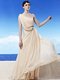 Champagne Chiffon Side Zipper One Shoulder Sleeveless Floor Length Prom Evening Gown Beading and Ruching