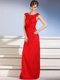 High Quality Red Sleeveless Floor Length Lace Side Zipper Evening Dress