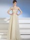 Champagne Bateau Side Zipper Appliques Evening Dress Sleeveless