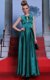 Teal Evening Dress Prom and Party and For with Belt Scoop Sleeveless Side Zipper