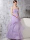 High Quality Lavender Tulle Side Zipper Strapless Sleeveless Floor Length Dress for Prom Lace
