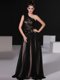 Extravagant Black Column/Sheath Chiffon One Shoulder Sleeveless Beading Floor Length Zipper Prom Gown