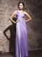 Fancy Lavender Chiffon Side Zipper One Shoulder Sleeveless Floor Length Prom Evening Gown Beading and Ruching