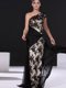 One Shoulder With Train Side Zipper Homecoming Dress Black for Prom and Party with Lace Brush Train