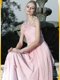 Baby Pink Chiffon Side Zipper One Shoulder Sleeveless Floor Length Prom Evening Gown Ruching and Hand Made Flower