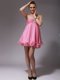 Mini Length Rose Pink Evening Dress Sweetheart Sleeveless Zipper