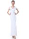 Cap Sleeves Chiffon Floor Length Zipper Homecoming Dress in White with Ruffles