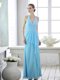 Flirting Baby Blue Halter Top Lace Up Ruffles and Ruching Prom Party Dress Sleeveless