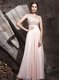 Custom Fit Pink Column/Sheath Chiffon Scoop Sleeveless Beading Floor Length Side Zipper Evening Dress