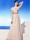 Exquisite Chiffon One Shoulder Sleeveless Side Zipper Sequins and Ruching in Peach