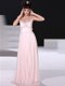 Baby Pink Column/Sheath V-neck Sleeveless Chiffon Floor Length Zipper Beading Prom Gown