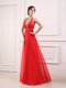 Coral Red Zipper Halter Top Beading Homecoming Dress Chiffon Sleeveless