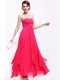 Hot Pink Sleeveless Chiffon Zipper Prom Party Dress for Prom and Party