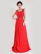 Romantic Straps Sleeveless Zipper Prom Party Dress Coral Red Chiffon