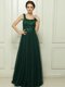 Dark Green Sleeveless With Train Beading Zipper Dress for Prom