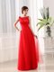 Clearance Scoop Floor Length Coral Red Prom Evening Gown Tulle Sleeveless Beading and Appliques