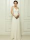 Wonderful Column/Sheath Prom Evening Gown White Spaghetti Straps Chiffon Sleeveless Floor Length Zipper
