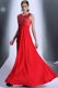 Flare Red Prom Gown Prom and Party and For with Hand Made Flower Bateau Sleeveless Zipper Flare Red Prom Gown Prom and Party and For with Hand Made Flower Bateau Sleeveless Zipper