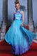 Elegant Scoop Sleeveless Zipper Floor Length Beading and Belt
