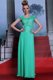 Scoop Floor Length Side Zipper Evening Dress Green for Prom and Party with Appliques