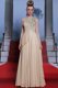 Fancy Floor Length Champagne Prom Gown One Shoulder Sleeveless Side Zipper