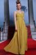 Shining Gold Chiffon Side Zipper Homecoming Dress Sleeveless Floor Length Appliques