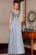 Scoop Sequins Grey Cap Sleeves Chiffon Side Zipper Homecoming Dress for Prom and Party