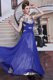 Sequins Pleated Royal Blue Sleeveless Chiffon Zipper Prom Dresses for Prom and Party