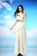 White Column/Sheath Chiffon One Shoulder Sleeveless Appliques and Ruffled Layers Ankle Length Side Zipper Dress for Prom