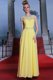 Scoop Lace Homecoming Dress Yellow Side Zipper Sleeveless Floor Length