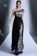 Attractive Black Side Zipper One Shoulder Embroidery Prom Dress Tulle and Lace Sleeveless