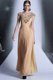 Scoop Floor Length Empire Cap Sleeves Peach Prom Gown Side Zipper