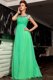 Fine Scoop Sleeveless Side Zipper Prom Gown Green Chiffon