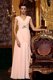 Fancy Floor Length Column/Sheath Cap Sleeves Baby Pink Side Zipper