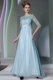 Vintage Scoop Light Blue Zipper Beading Half Sleeves Ankle Length