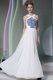 Super White Chiffon Zipper Halter Top Sleeveless Floor Length Prom Dress Beading and Embroidery