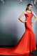 Amazing Coral Red Prom Evening Gown Scoop Sleeveless Court Train Side Zipper
