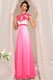 Vintage Hot Pink Chiffon Zipper High-neck Sleeveless Floor Length Beading