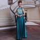 Hot Sale Teal Scalloped Neckline Beading and Appliques Prom Evening Gown Sleeveless Clasp Handle