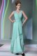 Turquoise Empire Square Sleeveless Chiffon Floor Length Side Zipper Sequins and Ruching Prom Dress Turquoise Empire Square Sleeveless Chiffon Floor Length Side Zipper Sequins and Ruching Prom Dress