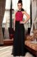 Red And Black Scoop Side Zipper Ruching and Hand Made Flower Evening Dress Sleeveless
