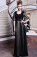 Stunning Black Chiffon Zipper V-neck Half Sleeves Floor Length Lace and Pleated