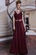 Dazzling Burgundy Column/Sheath Beading and Ruching Dress for Prom Zipper Chiffon Sleeveless Floor Length