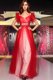 Floor Length Red Evening Dress Organza Sleeveless Beading