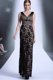 Black Sleeveless Floor Length Lace and Belt Zipper Dress for Prom