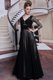 Adorable Black 3 4 Length Sleeve Beading Floor Length Prom Gown