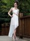 One Shoulder Sleeveless Ankle Length Appliques Side Zipper Prom Dresses with White