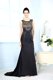 Top Selling Black Chiffon Side Zipper Bateau Sleeveless Floor Length Prom Evening Gown Beading